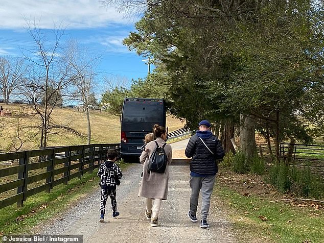 Locals have often spotted Timberlake with his wife Jessica Biel and their two children (pictured) near Bozeman.