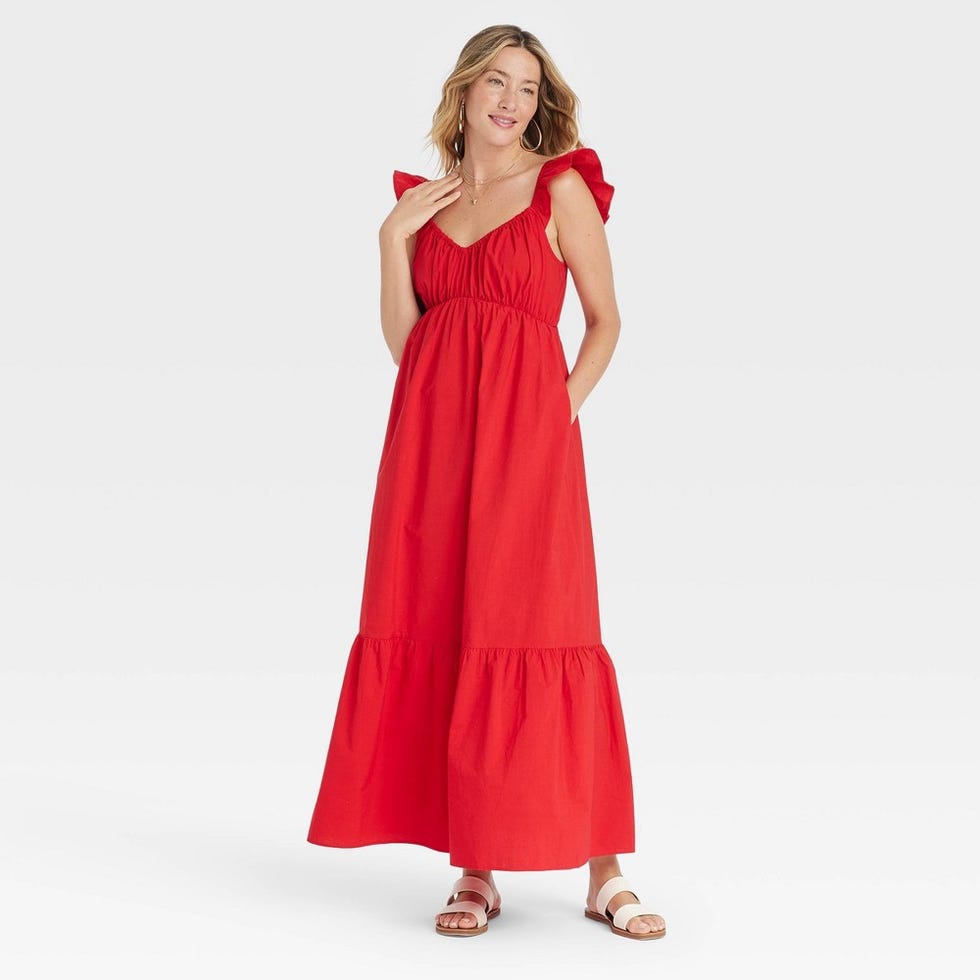 Flutter Cap Sleeve Maxi Dress