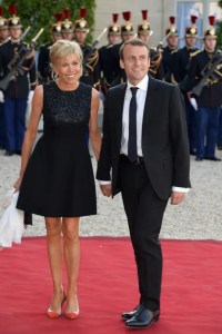 French Economy Minister Emmanuel Macron and Brigitte Macron arrive at the State Dinner Hosted by French President François Hollande at the Elysee Palace on June 2, 2015 in Paris, France.