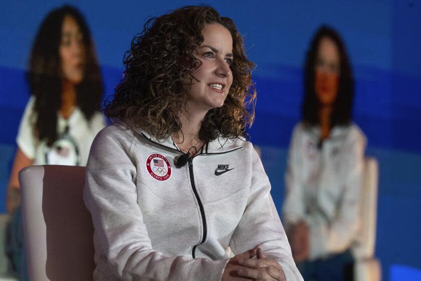 Jessica Bartley, senior director of mental health services at the USOPC, during a press conference